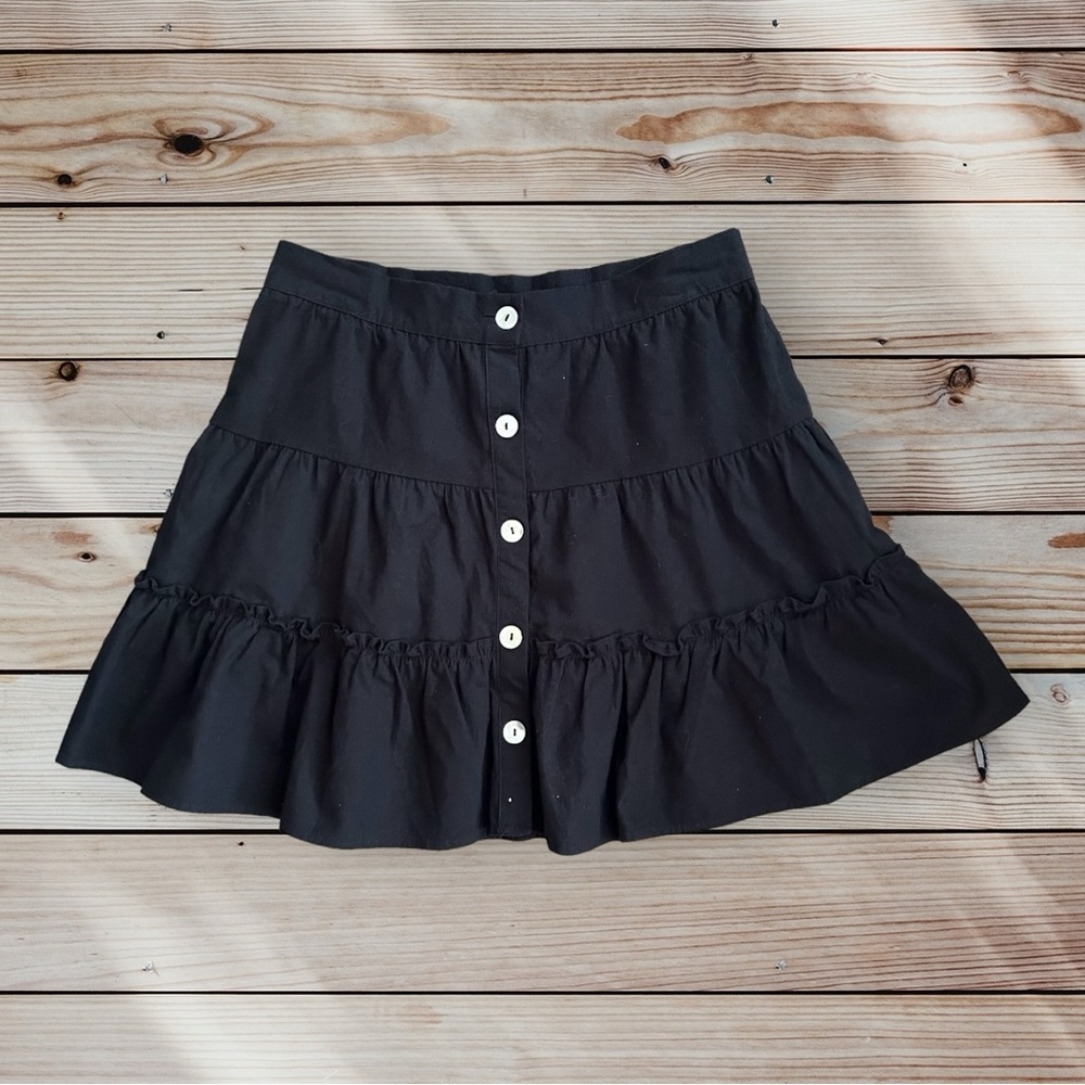 COTTON ON Women’s Tired Ruffle Mock Button Down Mini Skirt in Black